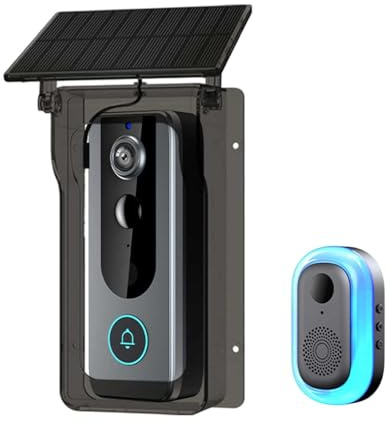 Solarbetriebenes Ladegerät Kompatibel mit Ring Video Türklingel, Kabellose Türklingel Kamera Solar, Aufladen Wasserdicht Bewegungserkennung, Video Gegensprechanlage für Zuhause Outdoor Transparent