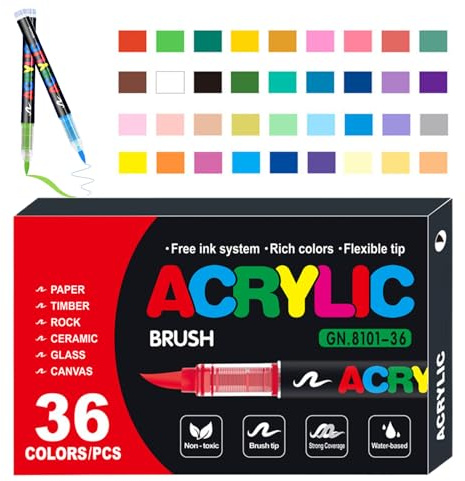 Marqueurs acryliques, stylo de peinture multicolore – Marqueurs de peinture acrylique résistants à la décoloration, pour tissu, roches, papier, bois, toile, verre