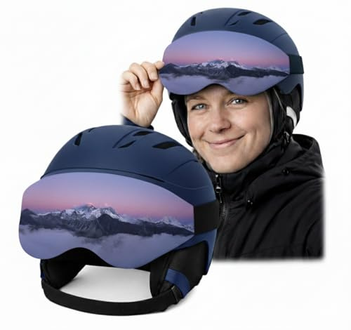Ferocity Ski Helmet Visor Cover Mountain Dusk - Universal Fit Ski Google Protector for Adult Helmets accessories for Ski lovers, Unisex Neoprene Elastic Scratch Protection for Integrated Visor [165]