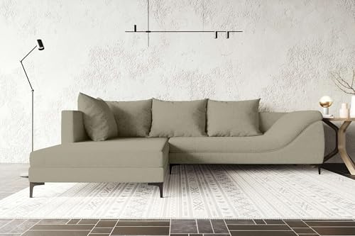 99rooms Loni Ecksofa Polsterecke Eckcouch Webstoff Malmo_NEW Beige Ottomane Links
