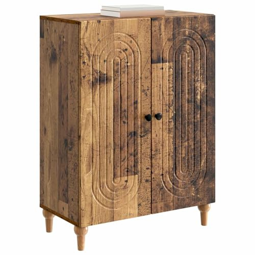 vidaXL Sideboard Altholz 66 x 34,5 x 90 cm Holzwerkstoff, Wohnzimmer Aufbewahrung, Rechteckige Anrichte, Moderner Stil, Großer Schrank mit Regalen, Minimalistische Streifenmuster