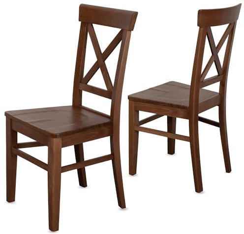 Staboos CH24 Esszimmerstuhle 6er Set Holz Stuhl bis 150 kg - Fertig montiert - Küchenstuhl 100% Massive Kernbuche Holzstuhl (Nussbaum)