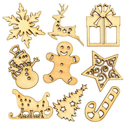 Baker Ross Mini Formes de Noël en Bois à décorer (Lot de 45) - Matériel créatif pour Enfants et Adultes AV678 Multicolore
