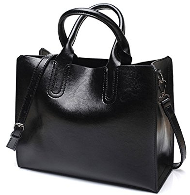 DEERWORD Damen Henkeltaschen Damenhandtaschen Frau Handtaschen Klein PU-Leder Tote Schultertaschen Schwarz