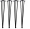Natural Goods Berlin 4X Hairpin Legs Adjustable, Pieds en épingle à Cheveux, Hauteur réglable, Pieds de Table, Cadre de Table, Acier de 12mm, DIY (Noir, 71cm - 3 entretoises - Table à Manger)