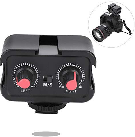 Camera Mic Mixer, WS-V2 2 Channel Universal Microphone Audio Adapter Mixer with 3.5mm Inputs for DSLR Cameras & Camcorders