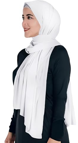 Lina & Lily Maxi Hijab Jersey Premium, Kopftuch Schal Turban für Muslimische Frauen (Weiß)
