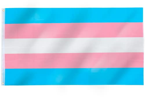 TRIXES Transgender Flag – Gran Tamaño para Interiores y Exteriores – Celebra la Diversidad en Los Festivales del Orgullo Fiestas de Verano – Azul Blanco Rosa – 5FT x 3FT