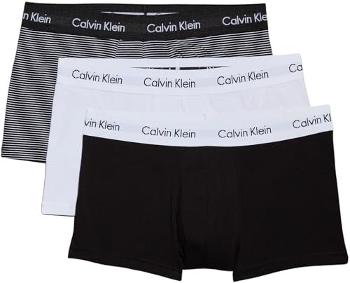 Calvin Klein Low Rise Trunk 3Pk, Boxer a Vita Bassa Uomo, Multicolore (White/B&W Stripe/Black), M