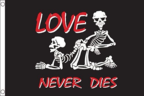 AZ FLAG - Drapeau Pirate L'amour dure toujours - 90x60 cm - Drapeau Love Never Dies 100% Polyester Avec Oeillets Métalliques Intégrés - Pavillon 50 g