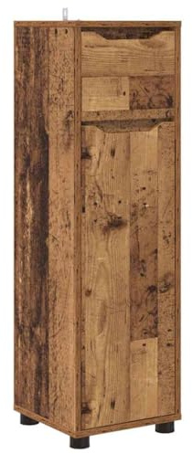 HFXHIJXQ Lavabo de salle de bain, en bois recyclé, 30,5 x 30 x 101 cm, hauteur réglable, avec 2 étagères et tiroir, pour salle de bain, invités, WC