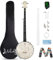 Mulucky Banjo mit 5 Saiten – volle Größe 24 Halterung aus Ahorn-Hals mit verstellbarem 2-Wege-Halsspannstab mit Anfänger-Set mit Gigbag Tuner Picks Saiten Gurt – B1102