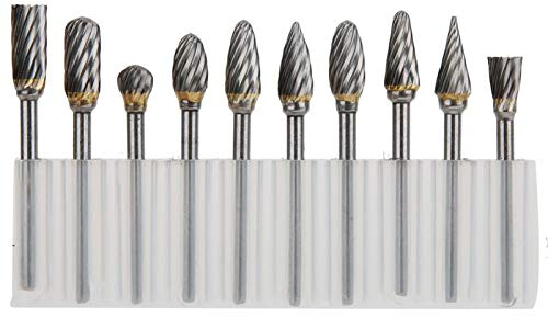 10Stk Raspel Set Hartmetall Frässtifte Set Bohrmaschine Schaftfräser für Schleifen Polieren Multifunktionswerkzeug (Einkörnige transparente Box)