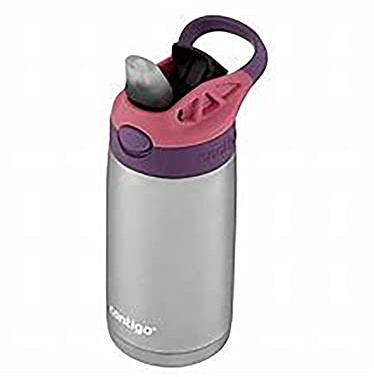 Contigo Kinder-Wasserflasche aus Edelstahl mit überarbeitetem Auto-Strohhalm, 368 ml, Aubergine und Stanzer