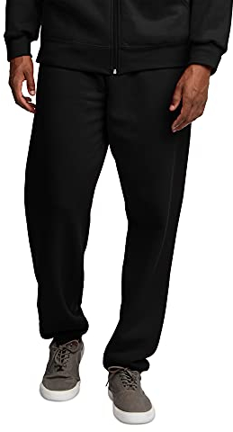 Fruit of the Loom Herren Eversoft Fleece-Jogginghose mit elastischen Unterteilen und Taschen, entspannte Passform, Feuchtigkeitstransport, atmungsaktiv Trainingshose, Schwarz, 34-37