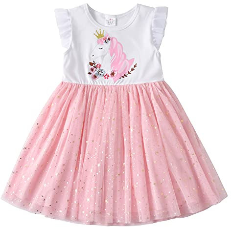 VIKITA Robe Fille Princesse Partie Casual Enfants Tulle Robe d'été sans Manche SH4785 5-6 Ans