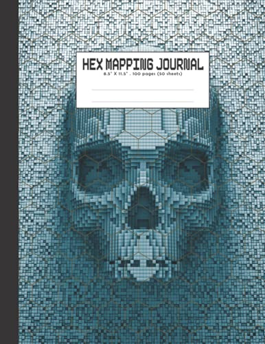 Game Mapping: Hexagonal Graph Paper Notebook for Hex War Games and Hex Battle Maps for Computer Games for Boys and Girls -Blue-Skull