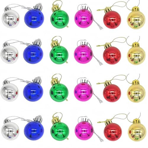Accfore Confezione da 24 mini palline di Natale infrangibili per decorazioni per albero di Natale, 3 cm (multicolore)