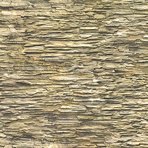 Dundee Deco REAZ186FB-10 Beige Faux Slate PVC 3D Wall Panel, 3.1 ft X 2.1 ft (95cm X 65cm), Interior Design Wall Paneling Decor, 6.6 sq. ft. (0.61 sq. m) Each, Pack of 10