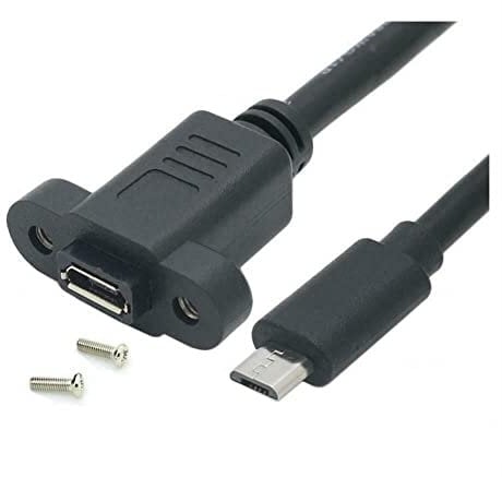 innov8 Micro USB 5 Pin B Male to Micro B Female Panel Mount Extension Cable - 0.3m (2 Screws included)