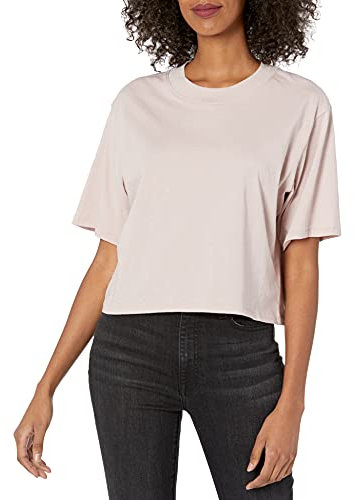 The Drop Sydney Camiseta de manga corta con cuello redondo y bajo corto pour Femme, Rose glacial., 4XL Grande taille