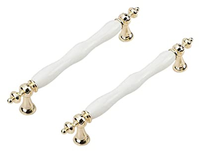 SYDARSYN 2 Pz Maniglia per Porta Ceramica Bianco Mobili Cucina Cassetto Maniglie Vintage Armadio Porta Maniglie Barre Maniglie Zinco Lega Armadio Pomelli 160mm