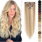SEGO Extensions Clip in Haarverlängerung Echthaar Haarteile 8 Teiliges SET Haarteil 100% Menschliches Remy Human Haar Weiche Seidige dünn glatt Weissbraun/Hellblond #12p613 8(20cm)-45g