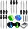 12 Stück 2BA Steel dartpfeile Spitzen Metall + 20 pcs Gummiringe + 12 pcs Dart Flights in Aluminiumbox ,dartspitzen Edelstahl Dartpfeil-Spitzen Metall Stahl spitzen für Dartpfeile (Schware/silber)