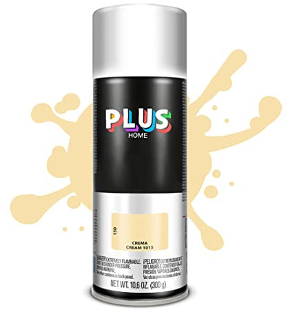 PLUS HOME Pintura Spray 520cc para pintar todo tipo de super cies: madera, metal, cartón, tela, piedra, bra de vidrio, plásticos rígidos, etc para bricolaje y DIY.Crema (Ral:1015)(Paquete de 1)