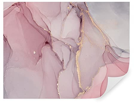 Tapeko Fototapete 3D Effekt Marmor Stein | Vliestapeten Premium 310x210 cm | 3D Tapete | Fototapete 3D Abstrakt Rosa Stream mit Gold | Für Schlafzimmer Wohnzimmer | Tapete Rosa u10293