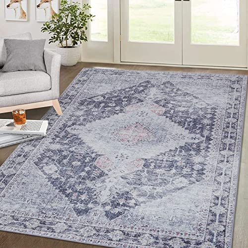 LuxFocus Wohnzimmer Teppich Kurzflor Superweich Medallion Blumen Verwischt Design Teppich Teppich für Wohnzimmer Schlafzimmer Bodenmatte Waschbar Faltbar rutschfest Schwarz 120x170 cm