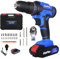 Juego de taladro combinado inalámbrico de 21 V, destornillador de impacto eléctrico, batería de 1.5 Ah y cargador rápido, portabrocas de bloqueo de seguridad de 3/8 pulgadas, ajuste de par 25+1, 2