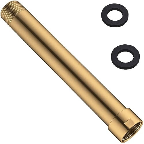 Shower Extender Arm, BSTIIU 6 Inch Extension Arm for Overhead Rainfall Shower Head, Brushed Gold