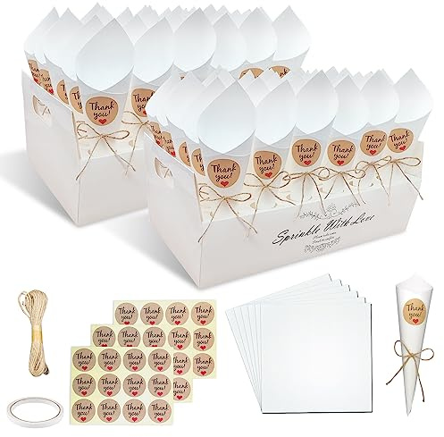 60 Pcs Confetti Cones with Holder, Wedding Confetti Cones Holder Party Confetti Cones Petals Bouquet Candy Holder for Wedding Birthday Party Festival