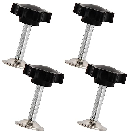 Pinsheng 4 Pcs Perilla de Estrella y M8 Tuerca de Ranura, M8 x35 Perilla de Sujeción Tornillos con Cabeza de Perilla en Forma de Estrella de Plástico Negro para Equipos Mecánicos