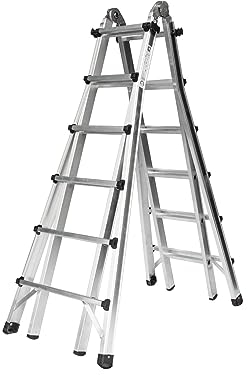 PROREGAL Teleskopleiter | 4-teilig | ohne Traverse | 4x6 Sprossen | Leiter, Teleskopleiter, Trittleiter, Bockleiter, Sprossen-Doppelleiter