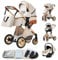 YAZOCO kinderwagen 3 in 1,Kombikinderwagen reisesysteme mit tragbar Wickeltasche Moskitonetz Regenschutz Fußsack, Zusammenklappen, Liegeposition Hohe Landschaft (Cremefarbe)