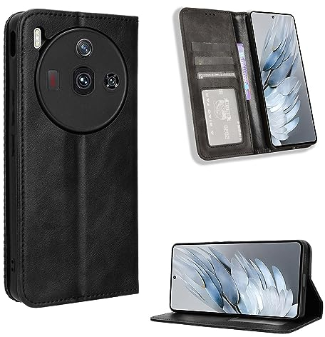 BellaCase Funda ZTE Nubia Z50S Pro 5G [Pata de Cabra] [Ranuras para Tarjetas] [Funda con Tapa magnética] Compatible con el teléfono Inteligente ZTE Nubia Z50S Pro 5G(Negro)