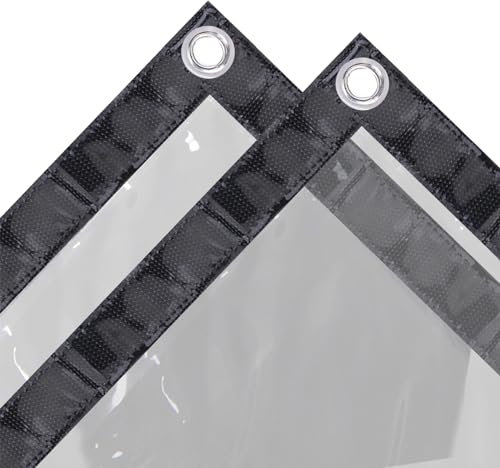 Ezcasch 1x2m Bâche Transparente avec Œillets - 420g/m² PVC Bache Exterieur Impermeable pour Terrasse, Balcon, Jardin avec Corde et Attaches Câbles (Taille Réelle : 0.95x1.95m)