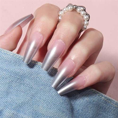 French False Nails Long - 24PCS French Nails Press on Nails