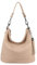 OBC Made in Italy Damen Leder Tasche Umhängetasche Shopper Schultertasche Handtasche Crossbody Hobo Bag Crossover Ledertasche Damentasche Fransen Antikrosa