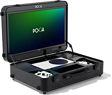 POGA Pro Black - Gamingkoffer (kompatibel mit Xbox Series S), Reisekoffer inkl. 22‘‘ Asus Gaming Monitor und Trolley - Schwarz (Konsole Nicht inbegriffen)
