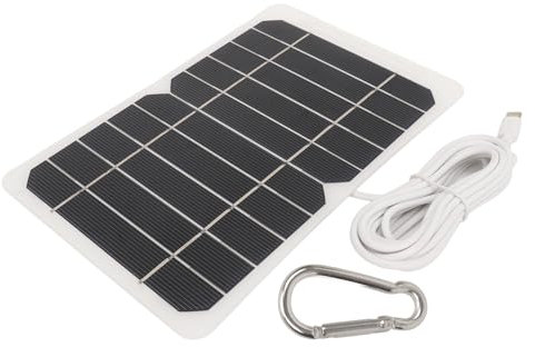 5W Solar Panel, 5V Portable Mini Solar Panel Waterproof Solar Phone Charger Solar Bank Power Banks, High Conversion Rate Portable DIY Small Solar Panel with Clip for Doorbell Security Camera