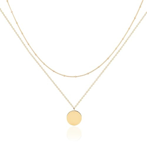 EOUIAV Collana Doppia Donna, bigiotteria alla moda per donne e,collana personalizzata in oro, Collana da donna a strati con ciondolo da donna,100% Impermeabile e Delicato Sulla Pelle