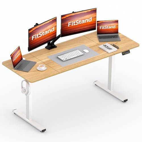 FitStand FQ1 180 x 80 cm Altura regulable Escritorio Eléctrico Lift Desk con mesa, escritorio de pie, mesa de ordenador ascensor, mesa de ordenador con gancho, seguridad para niños, función de memoria