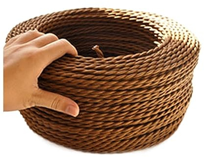 Pangyoo Filo elettrico Cavo tessile a 2 conduttori, cavo intrecciato for lampada a sospensione, cavo in tessuto intrecciato vintage, cavo elettrico da 0,75 mm * 2 cavi (Color : Coffee, Size : 50mete