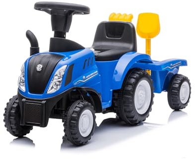 Sport1 Traktor mit Anhänger Ride-on, Spielzeug-Traktor für Kinder. Aufsitzbar für Kinder 1 Jahr-3 Jahre. Traktor mit Lenkrad für Kinder, Geräusche, Lichter, Anhänger und Zubehör. Traktor Kinder Blau.