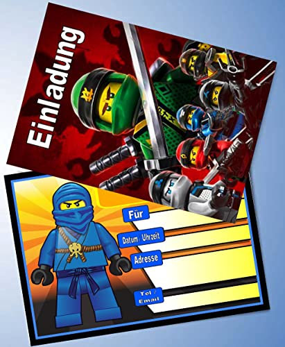 VSW 12 Einladungskarten & 12 Umschläge für Geburtstag Partys und Kindergeburtstag Ninja Nr. 99