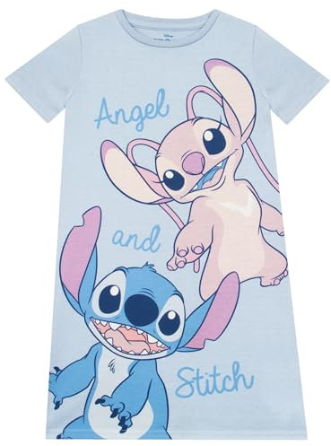 Disney Pijamas Pijama Stitch Niña | Lilo y Stitch Pijamas Niña | Angel Stitch Pijama Verano | Azul 6-7 Años
