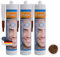 Mastic Silicone -Haute Température 3x 310 ml- Étanchéité Sanitaire et Extérieure -Idéal pour Intérieur et Extérieur- joint salle de bain-Sanitary Silicone sealant for indoor &outdoor use,(brun)